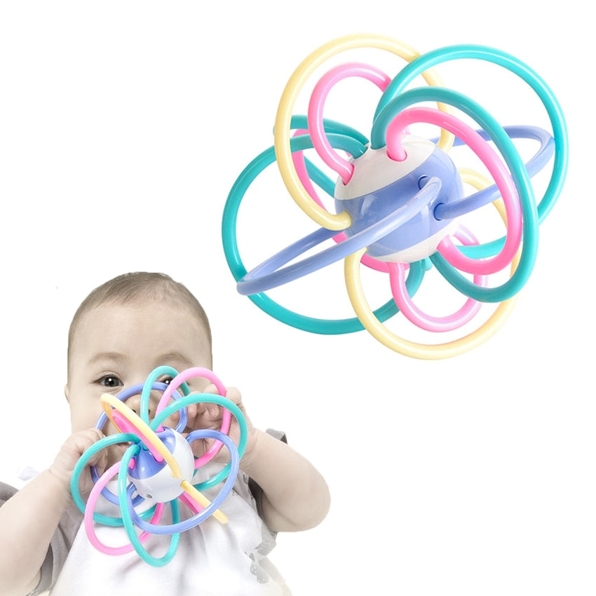 Plastic Hand Bell Early Educational Rattle Teether Baby Toys