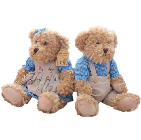 2PCS Lovely Couple Teddy Bear With Cloth Plush Toys