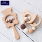 1Set Baby Toys Wooden Teether Rattle