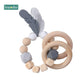 1PC Silicone Beads Feather Wooden Teether