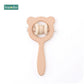 1PC Wooden Baby Rattle Toy Beech Wood Teething Bear