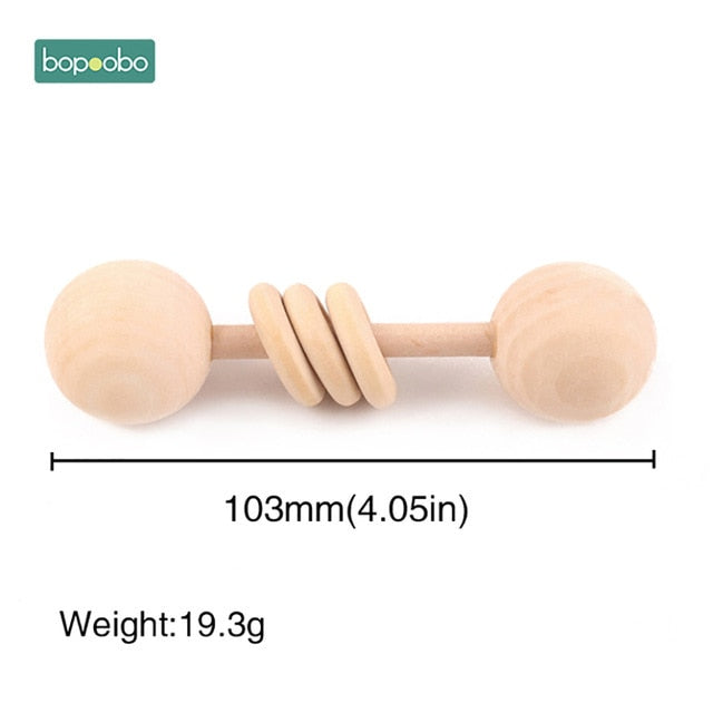1PC Wooden Baby Rattle Toy Beech Wood Teething Bear