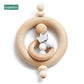 1PC Wooden Baby Rattle Toy Beech Wood Teething Bear