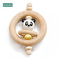1PC Wooden Baby Rattle Toy Beech Wood Teething Bear