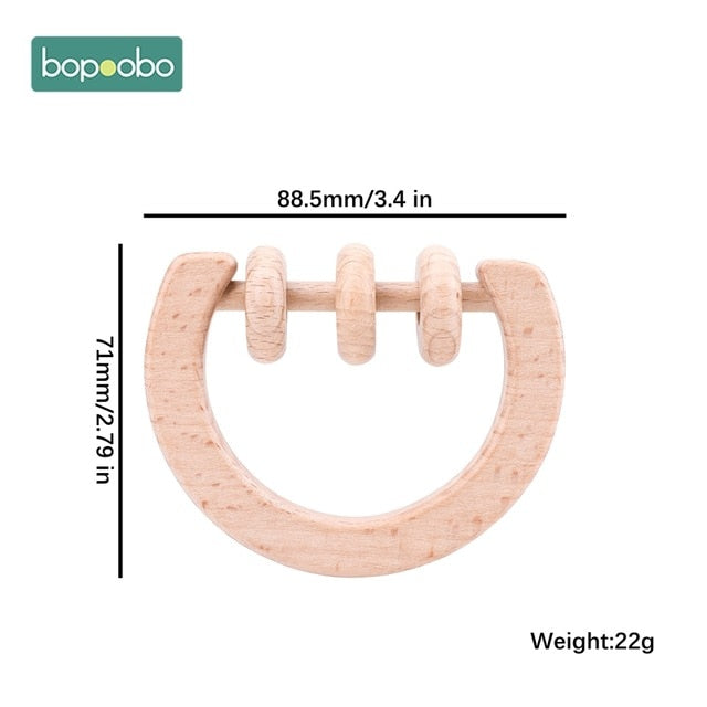 1PC Wooden Baby Rattle Toy Beech Wood Teething Bear