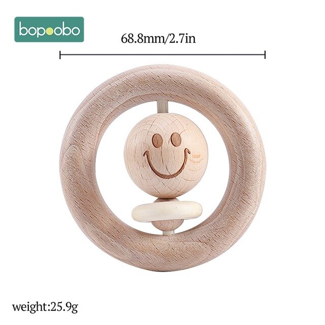 1PC Wooden Baby Rattle Toy Beech Wood Teething Bear