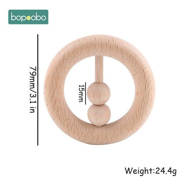 1PC Wooden Baby Rattle Toy Beech Wood Teething Bear