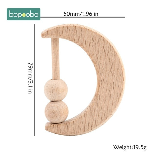 1PC Wooden Baby Rattle Toy Beech Wood Teething Bear