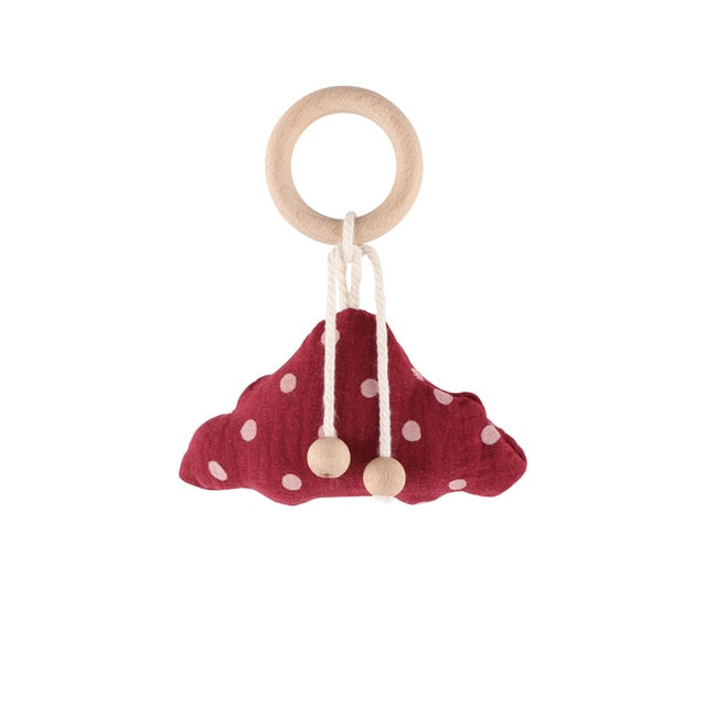 1PC Baby Rattle Wooden Ring Teether Pacifier Clips Chain