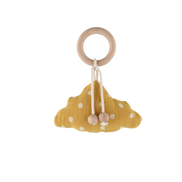 1PC Baby Rattle Wooden Ring Teether Pacifier Clips Chain