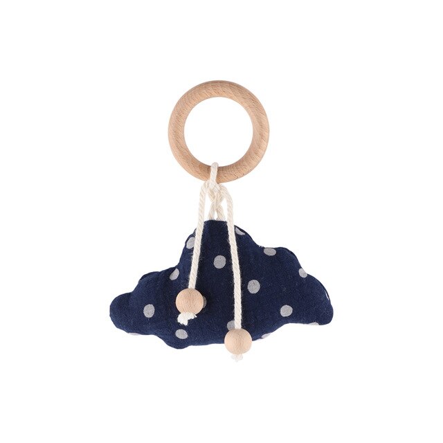 1PC Baby Rattle Wooden Ring Teether Pacifier Clips Chain