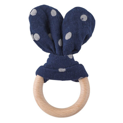 1PC Baby Rattle Wooden Ring Teether Pacifier Clips Chain