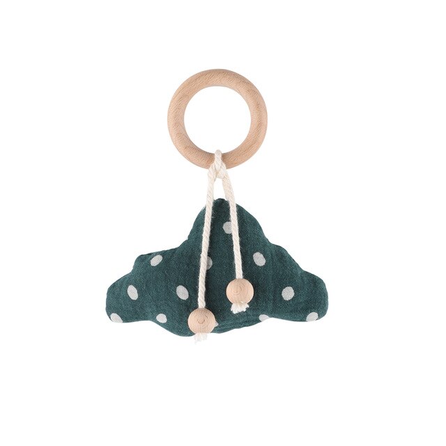 1PC Baby Rattle Wooden Ring Teether Pacifier Clips Chain