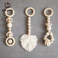 1SET- 4PCS Play Gym Wooden Beads Beech leaf Pendant