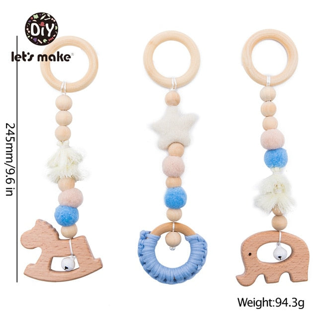 1SET- 4PCS Play Gym Wooden Beads Beech leaf Pendant