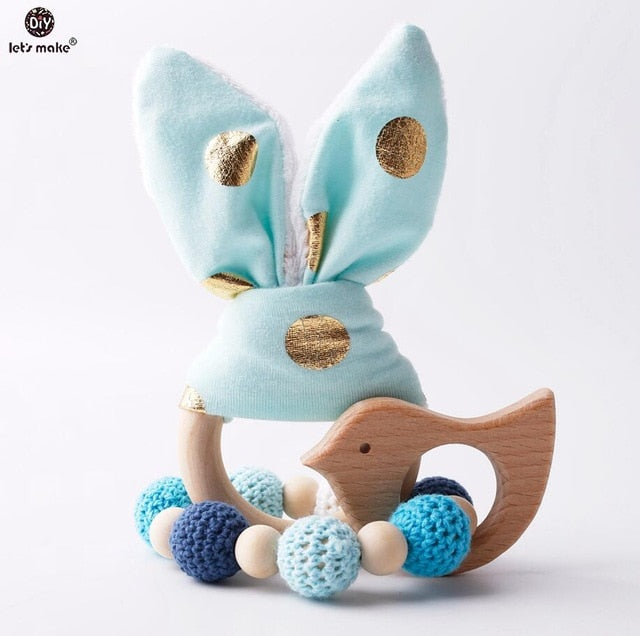 2PCs Bunny Ear Teething Wooden Bracelets