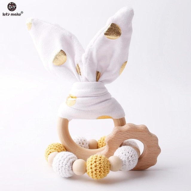 2PCs Bunny Ear Teething Wooden Bracelets