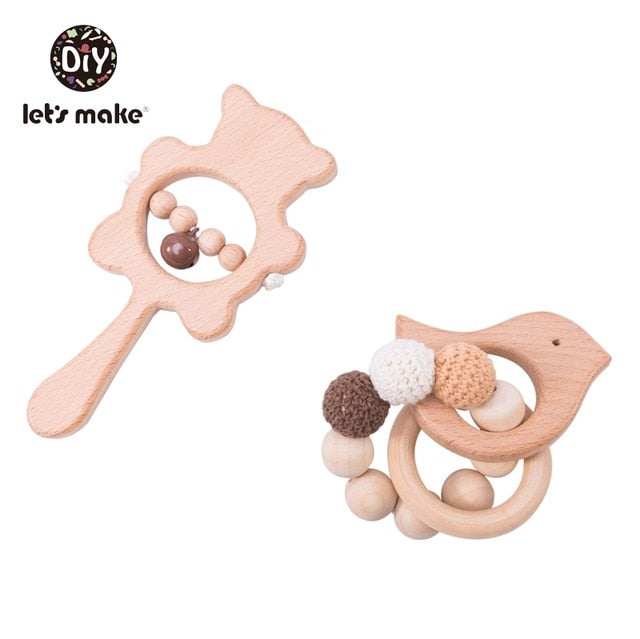 Baby Toys Teether Wooden Rattles Bracelet
