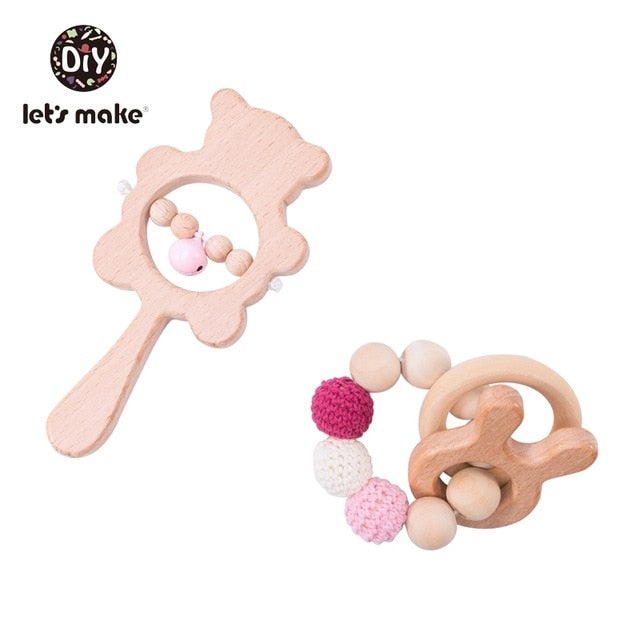 Baby Toys Teether Wooden Rattles Bracelet
