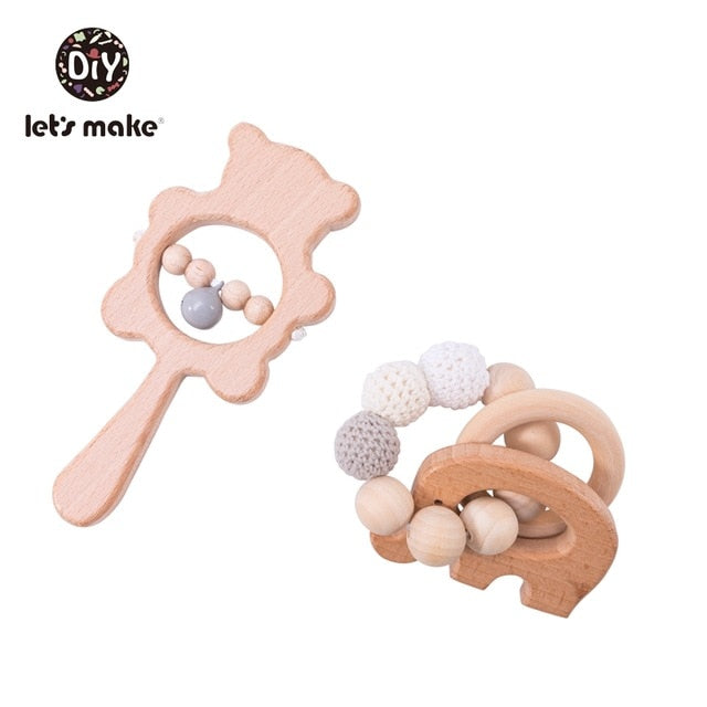 Baby Toys Teether Wooden Rattles Bracelet