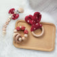 1PC Baby Rattle Wooden Ring Teether Pacifier Clips Chain