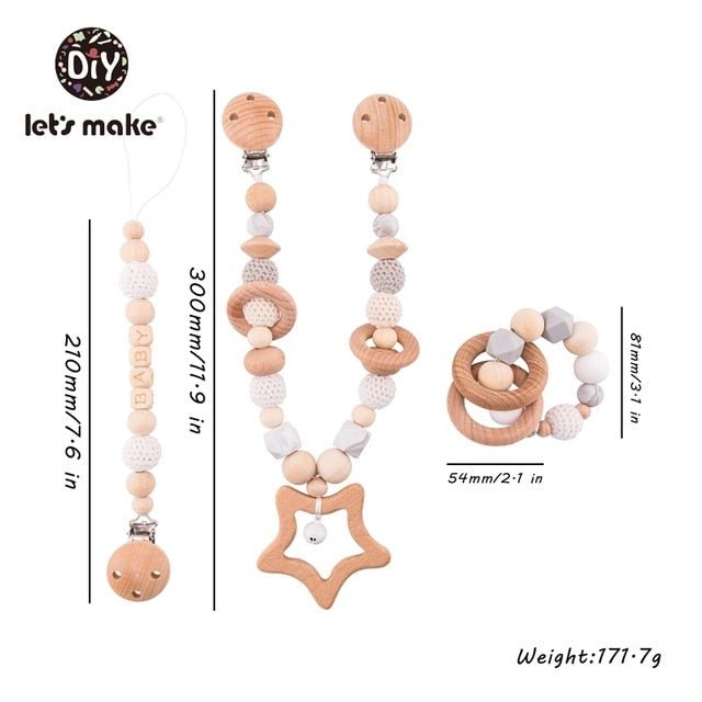 Personalize Silicone Bead Pacifier Chain Chewable Silicone Rattle Baby Toy
