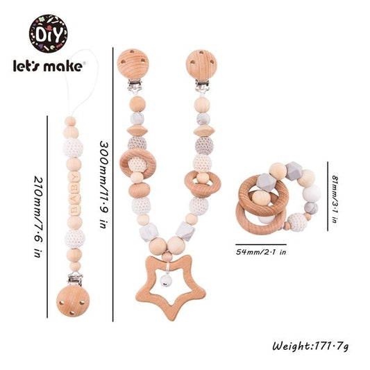 Personalize Silicone Bead Pacifier Chain Chewable Silicone Rattle Baby Toy
