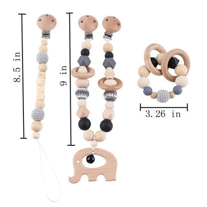Personalize Silicone Bead Pacifier Chain Chewable Silicone Rattle Baby Toy