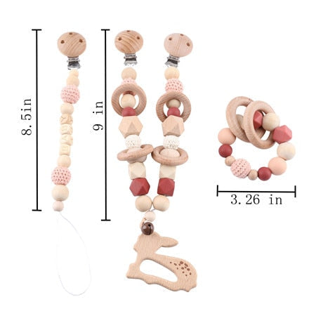 Personalize Silicone Bead Pacifier Chain Chewable Silicone Rattle Baby Toy