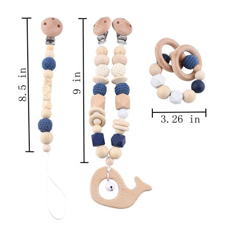 Personalize Silicone Bead Pacifier Chain Chewable Silicone Rattle Baby Toy