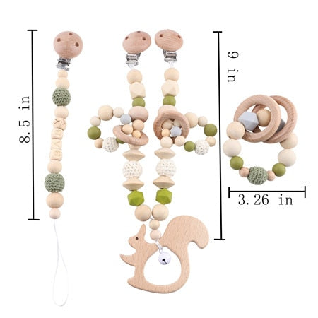Personalize Silicone Bead Pacifier Chain Chewable Silicone Rattle Baby Toy