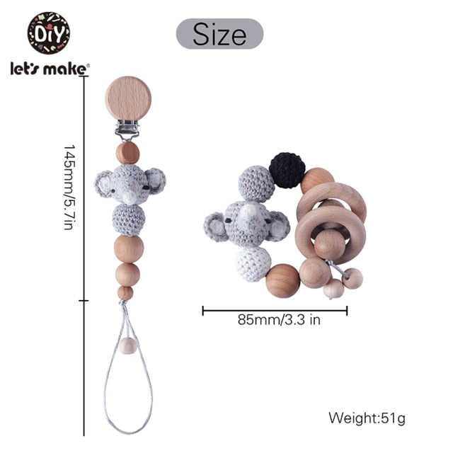 Personalize Silicone Bead Pacifier Chain Chewable Silicone Rattle Baby Toy