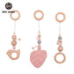 1SET- 4PCS Play Gym Wooden Beads Beech leaf Pendant