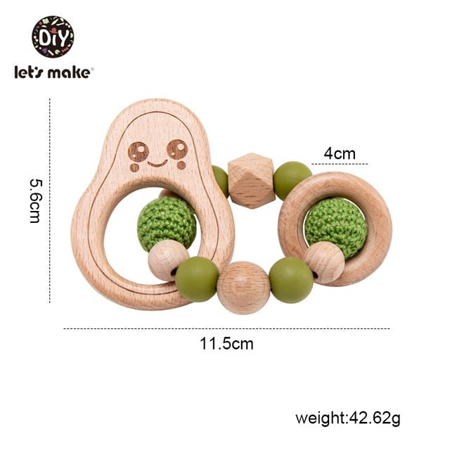 2PCs Bunny Ear Teething Wooden Bracelets