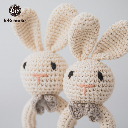 1PC Rabbit Crochet Rattle Soother Bracelet Teether Set