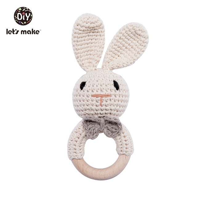 1PC Rabbit Crochet Rattle Soother Bracelet Teether Set