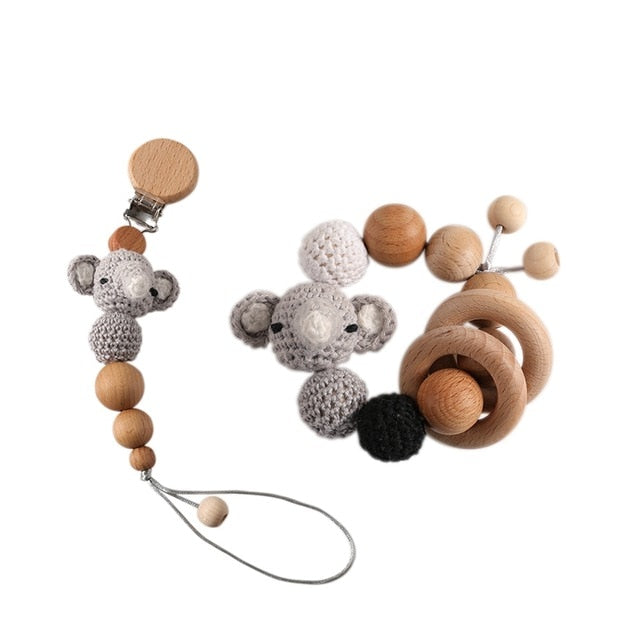 Crochet Elephant Series Bib And Baby Rattle Teethers