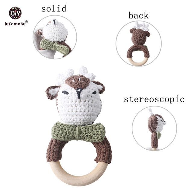 1PC Baby Rattle Safe Wooden Toys