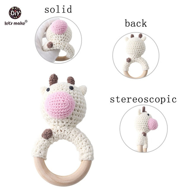 1PC Baby Rattle Safe Wooden Toys
