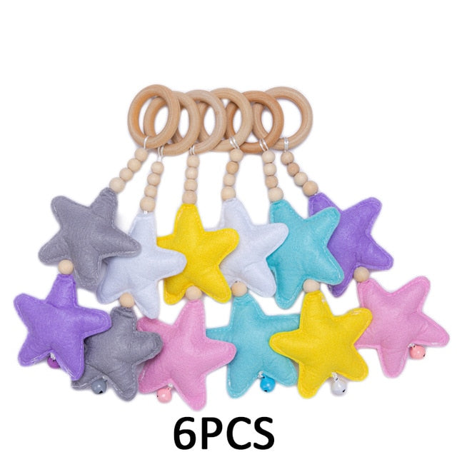 1SET- 4PCS Play Gym Wooden Beads Beech leaf Pendant