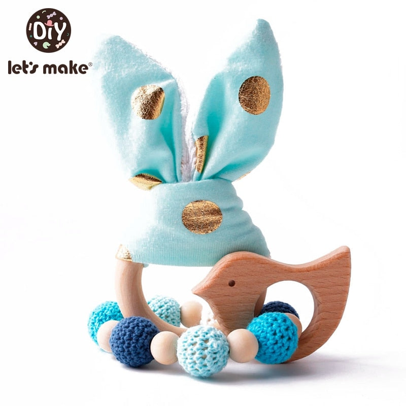 2PCs Bunny Ear Teething Wooden Bracelets