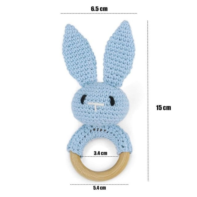 1PC Rabbit Crochet Rattle Soother Bracelet Teether Set