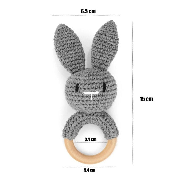 1PC Rabbit Crochet Rattle Soother Bracelet Teether Set