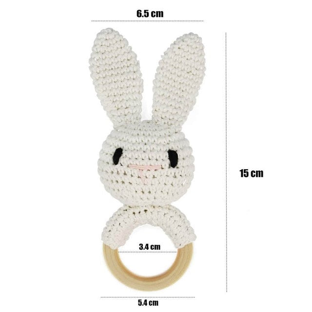 1PC Rabbit Crochet Rattle Soother Bracelet Teether Set
