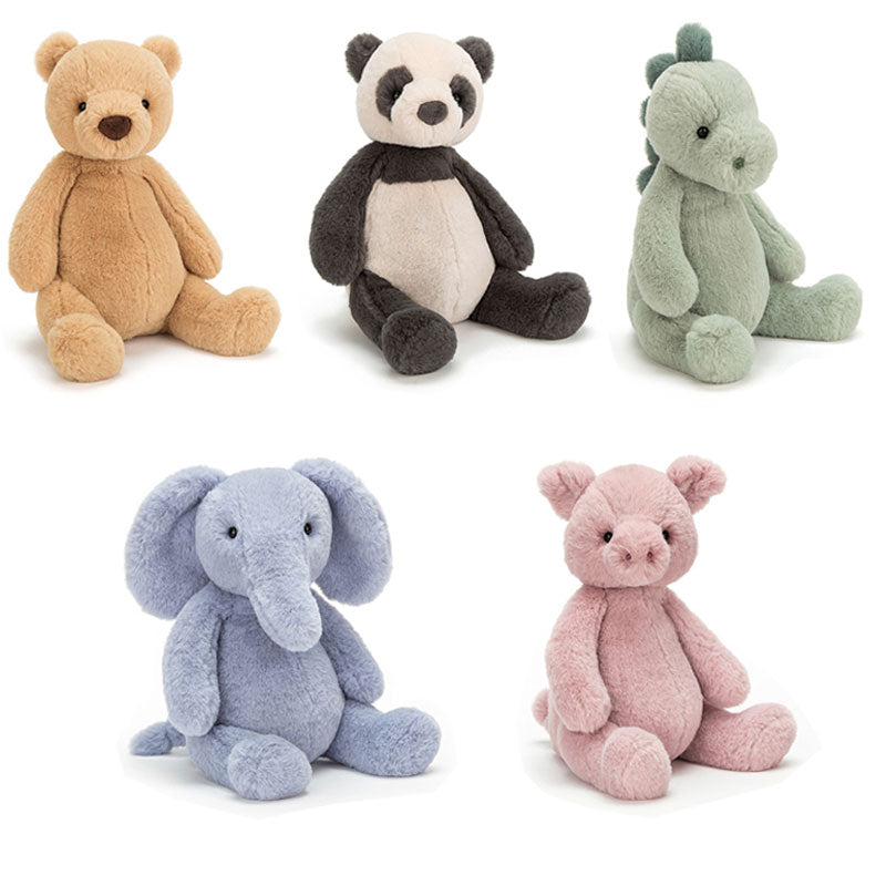 Fluffy Hair Elephants Piggy Brown Teddy Bear
