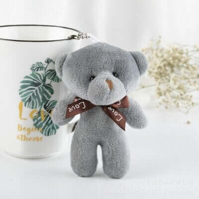 12CM A Tie Plush Toy Teddy Bear Doll Pendant Keychain