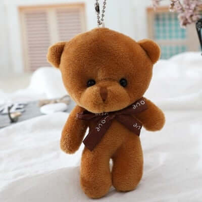 12CM A Tie Plush Toy Teddy Bear Doll Pendant Keychain
