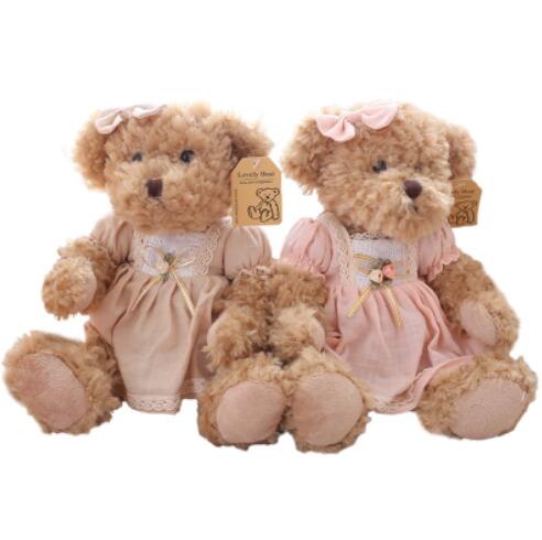 2PCS Lovely Couple Teddy Bear With Cloth Plush Toys