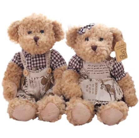 2PCS Lovely Couple Teddy Bear With Cloth Plush Toys